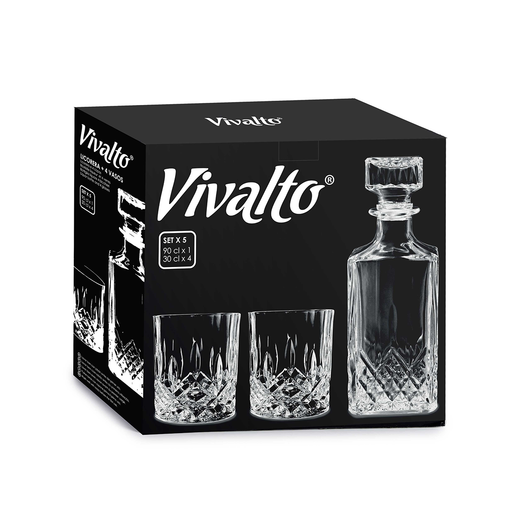 Vivalto 5 Piece Liquor Bottle & Glasses Set - Al Makaan Store