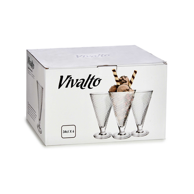 Vivalto 6 Piece Ice Cream Glass Conical High 300 ml Set - Al Makaan Store