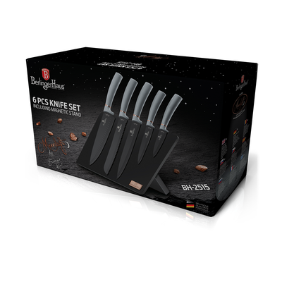 Berlinger Haus 6 Pieces Knife Set with Magnetic Stand Moonlight Collection - Al Makaan Store