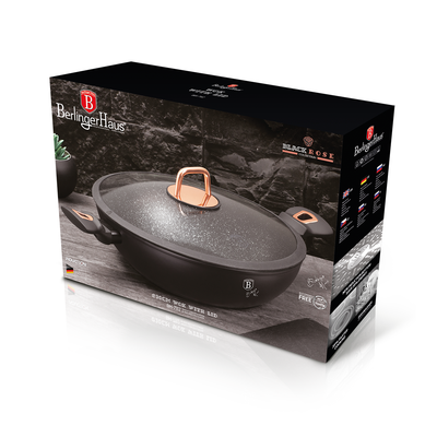 Berlinger Haus Wok With Lid 30 cm Black Rose Collection - Al Makaan Store