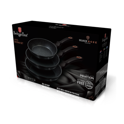 Berlinger Haus 3 Pieces Round Frypan Set Black Rose Collection - Al Makaan Store