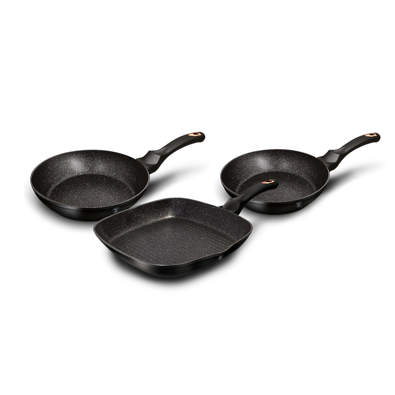 Berlinger Haus 3 Pieces Frypan Set Black Rose Collection - Al Makaan Store