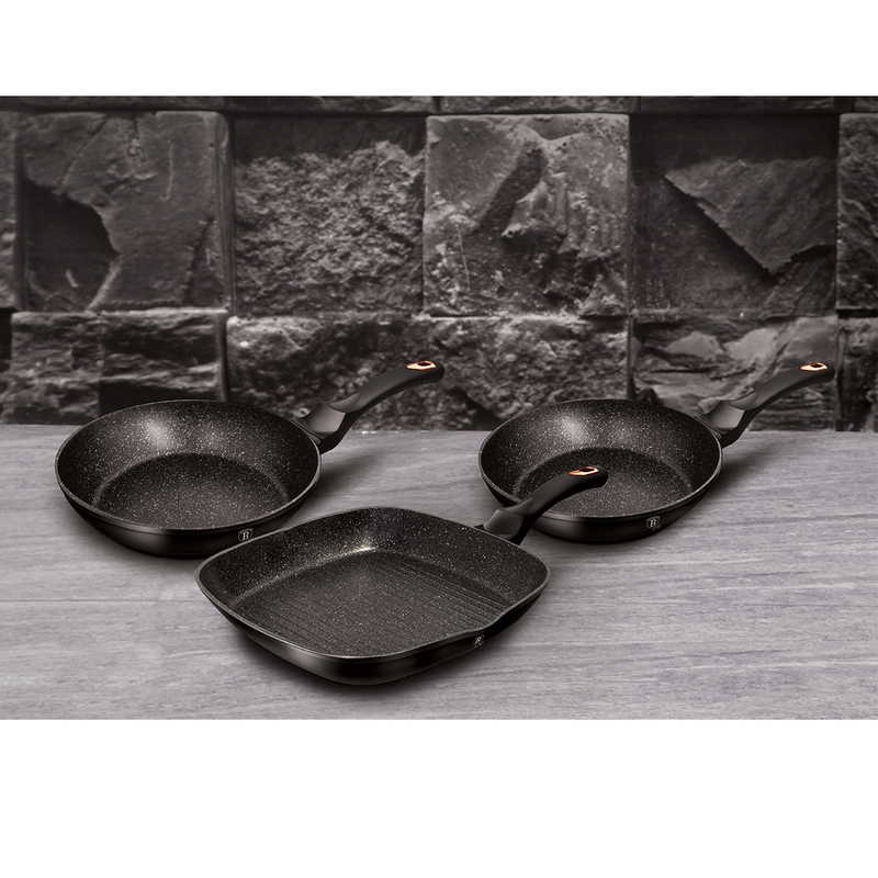 Berlinger Haus 3 Pieces Frypan Set Black Rose Collection - Al Makaan Store