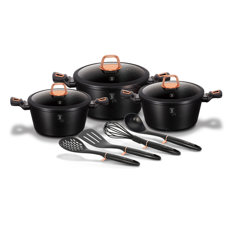 Berlinger Haus 10 Pieces Cookware & Tools Set Black Rose Collection - Al Makaan Store