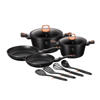 Berlinger Haus 10 Pieces Cookware with Frypans & Tools Set Black Rose Collection - Al Makaan Store