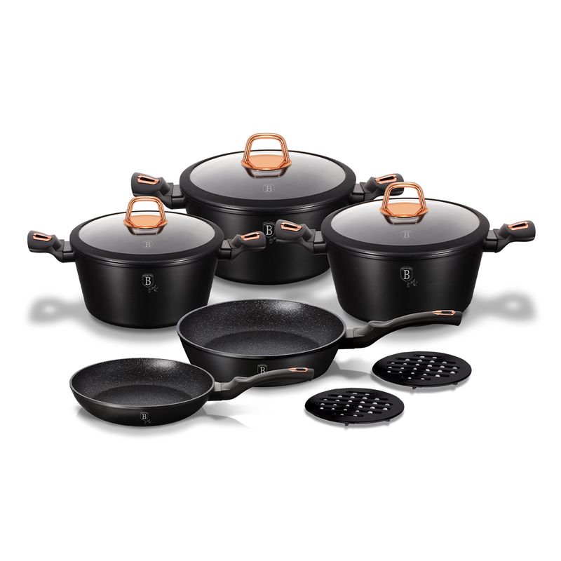 Berlinger Haus 10 Pieces Cookware & Frypans Set Black Rose Collection - Al Makaan Store