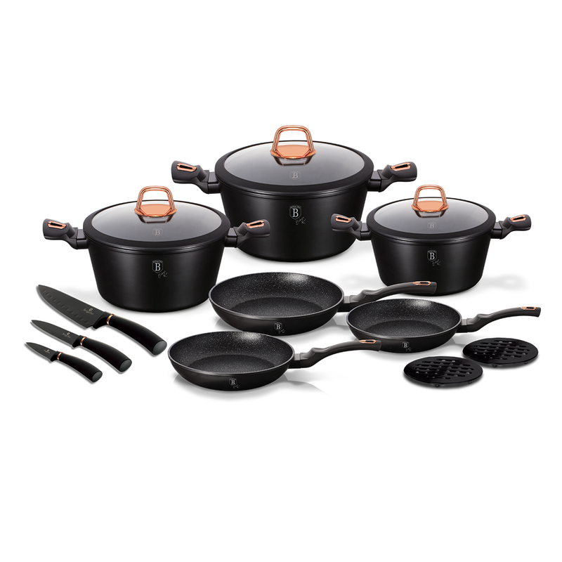 Berlinger Haus 14 Pieces Cookware Set Black Rose Collection - Al Makaan Store