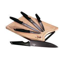 Berlinger Haus 6 Pieces Knife Set With Bamboo Cutting Board Black Rose Gold Collection - Al Makaan Store