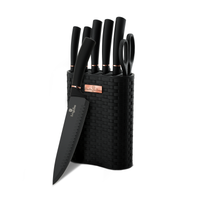 Berlinger Haus 7 Pieces Knife Set With Stand Black Rose Gold Collection - Al Makaan Store