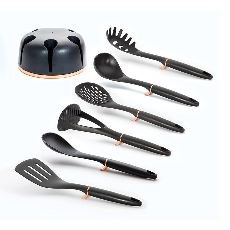 Berlinger Haus 7 Pieces Kitchen Tool Set With Stand Black Rose Gold Collection - Al Makaan Store