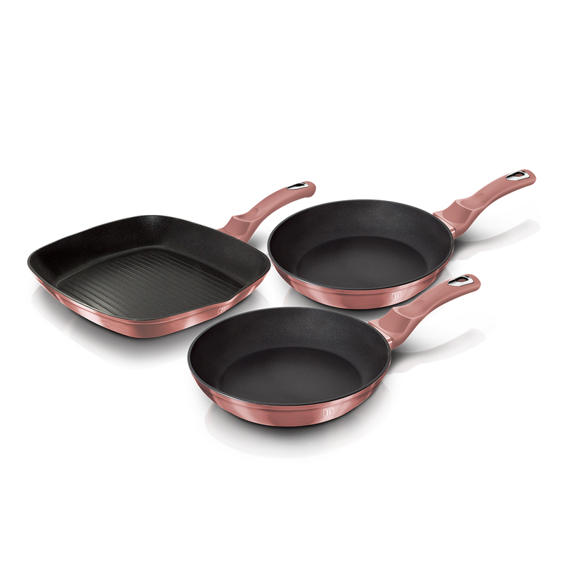 Berlinger Haus 3 Pieces Frypan Set I-Rose Collection - Al Makaan Store