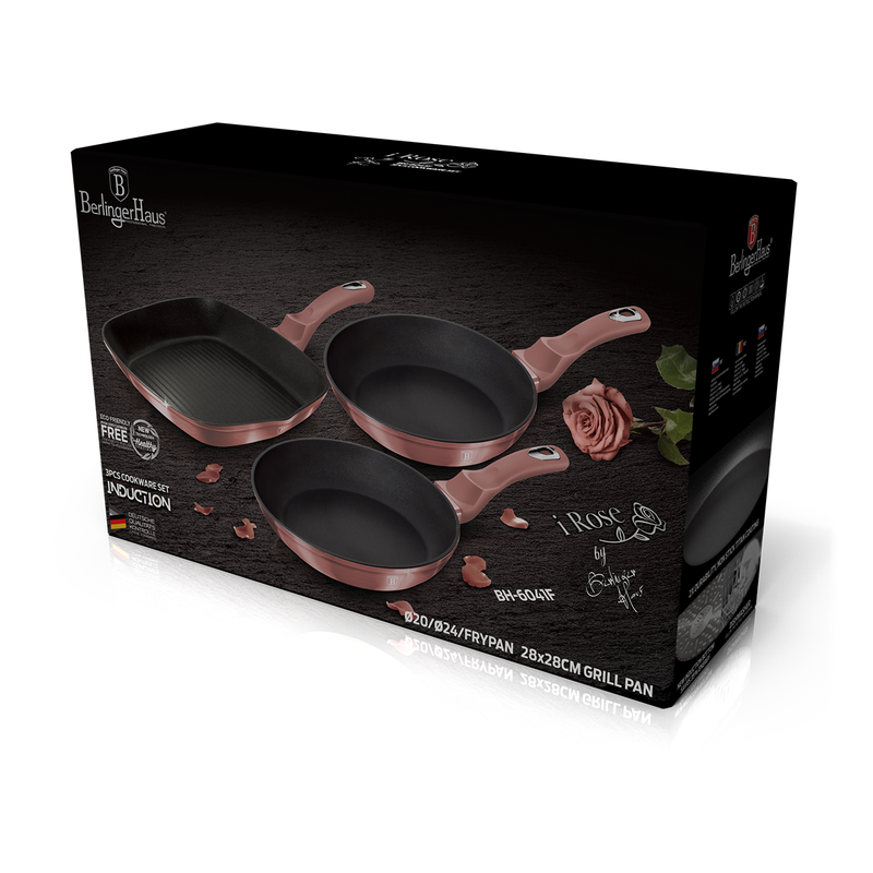 Berlinger Haus 3 Pieces Frypan Set I-Rose Collection - Al Makaan Store