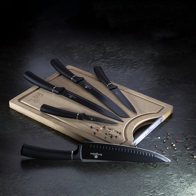 Berlinger Haus 6 Pieces Knife Set With Bamboo Cutting Board Black Collection - Al Makaan Store