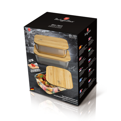 Berlinger Haus 3 Pieces Glass Food Container Set with Bamboo Lids - Al Makaan Store