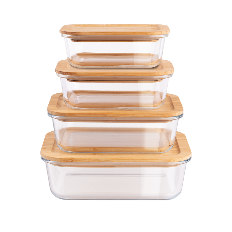 Berlinger Haus 4 Pieces Glass Food Container Set with Bamboo Lids - Al Makaan Store