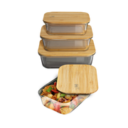 Berlinger Haus 4 Pieces Glass Food Container Set with Bamboo Lids - Al Makaan Store
