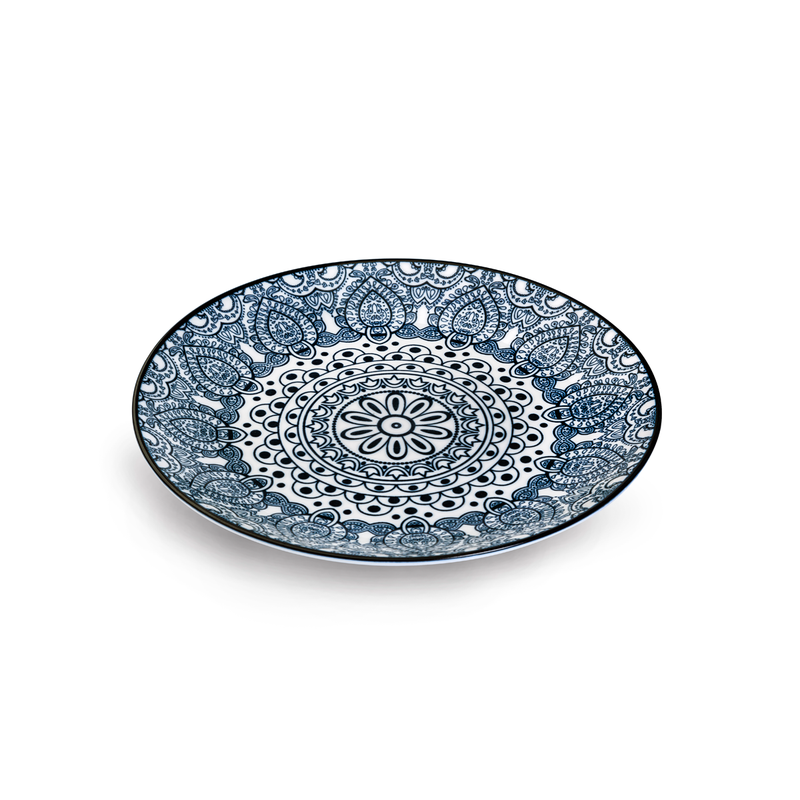 Che Brucia Arabesque Blue Round Plate - Al Makaan Store