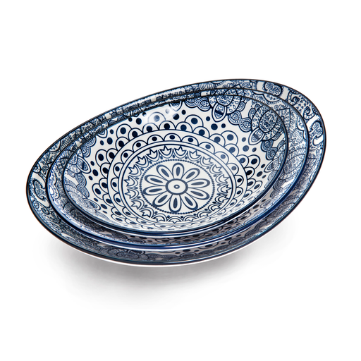Che Brucia Arabesque Blue Oval Bowl - Al Makaan Store