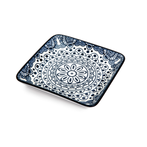 Che Brucia Arabesque Blue Desserts Square Plate - Al Makaan Store