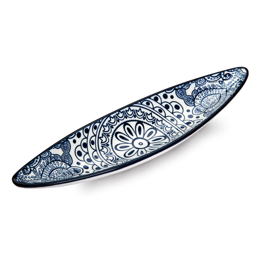 Che Brucia Arabesque Blue Boat Shape Dish - Al Makaan Store