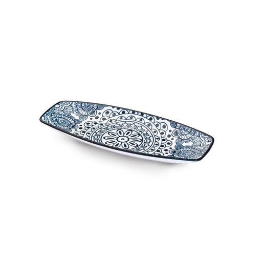 Che Brucia Arabesque Blue Boat Shape Plate - Al Makaan Store