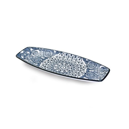 Che Brucia Arabesque Blue Boat Shape Plate - Al Makaan Store