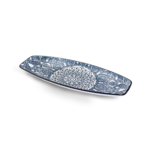 Che Brucia Arabesque Blue Boat Shape Plate - Al Makaan Store