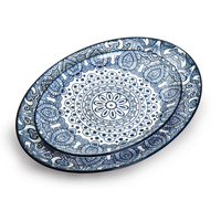 Che Brucia Arabesque Blue Oval Plate - Al Makaan Store