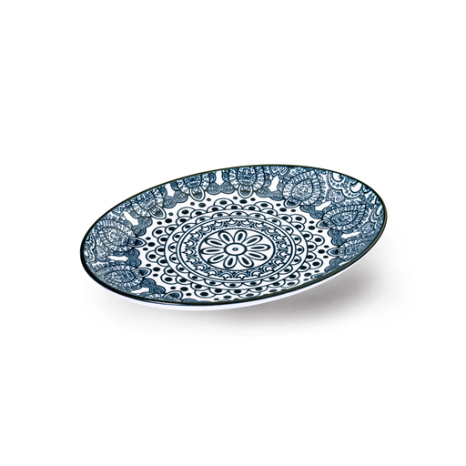 Che Brucia Arabesque Blue Oval Plate - Al Makaan Store