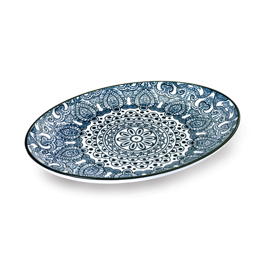Che Brucia Arabesque Blue Oval Plate - Al Makaan Store