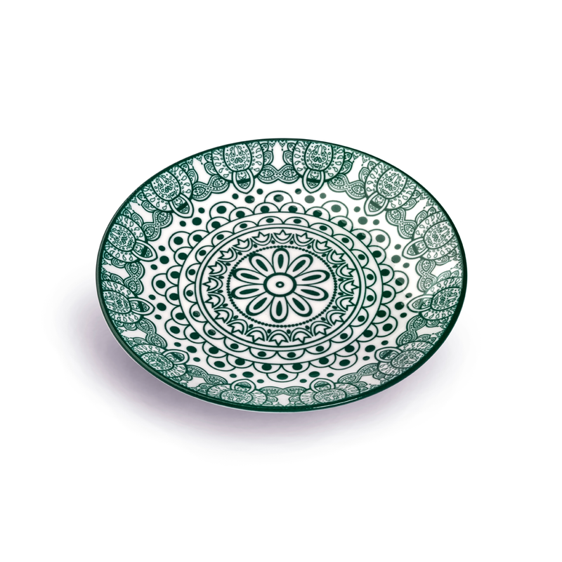 Che Brucia Arabesque Green Round Plate - Al Makaan Store