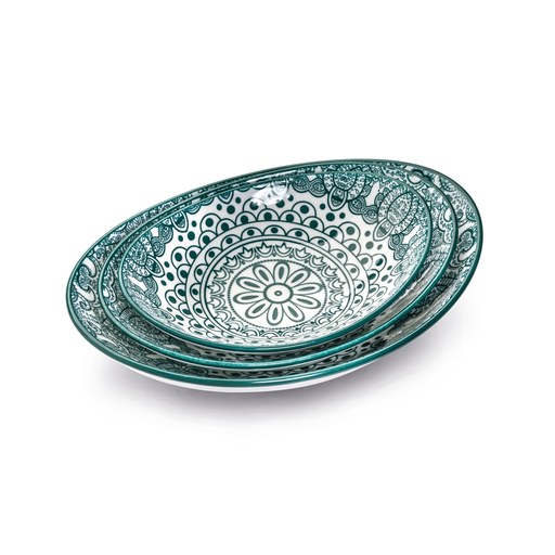 Che Brucia Arabesque Green Oval Bowl - Al Makaan Store