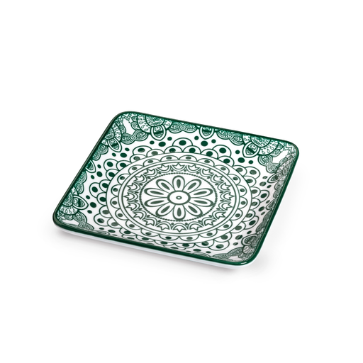 Che Brucia Arabesque Green Desserts Square Plate - Al Makaan Store