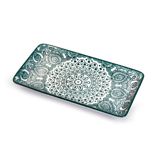 Che Brucia Arabesque Green Rectangular Plate - Al Makaan Store