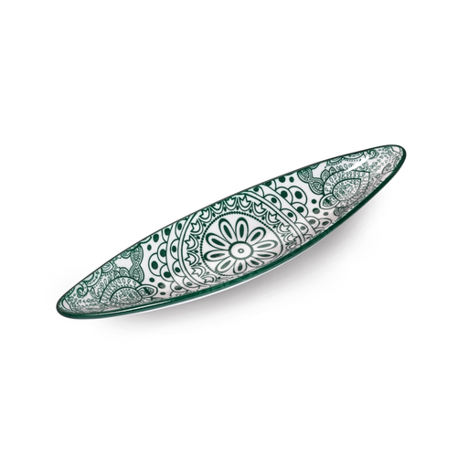 Che Brucia Arabesque Green Boat Shape Dish - Al Makaan Store