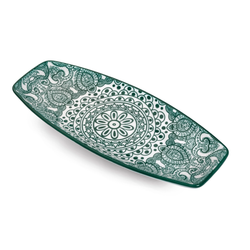 Che Brucia Arabesque Green Boat Shape Plate - Al Makaan Store