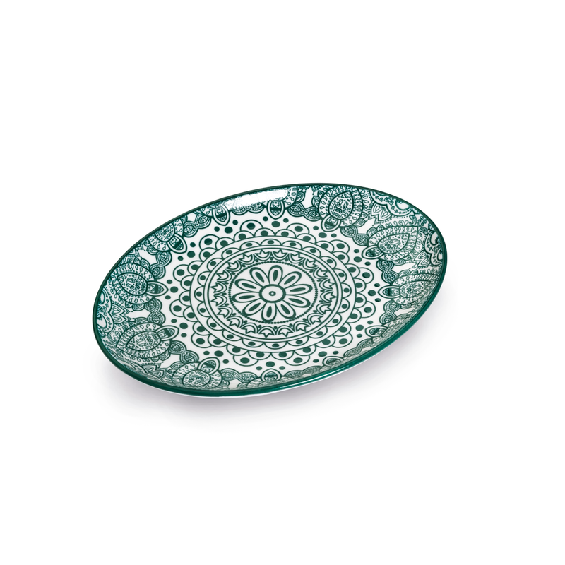 Che Brucia Arabesque Green Oval Plate - Al Makaan Store