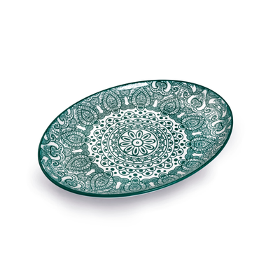 Che Brucia Arabesque Green Oval Plate - Al Makaan Store