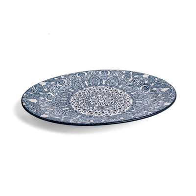 Che Brucia Arabesque Blue Oval Plate - Al Makaan Store