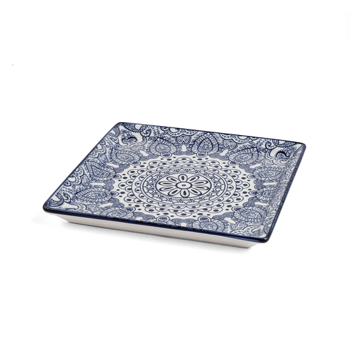 Che Brucia Arabesque Blue Square Plate - Al Makaan Store