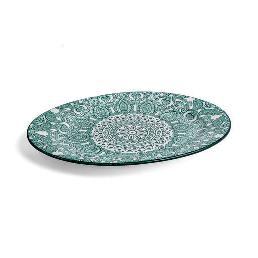 Che Brucia Arabesque Green Oval Plate - Al Makaan Store