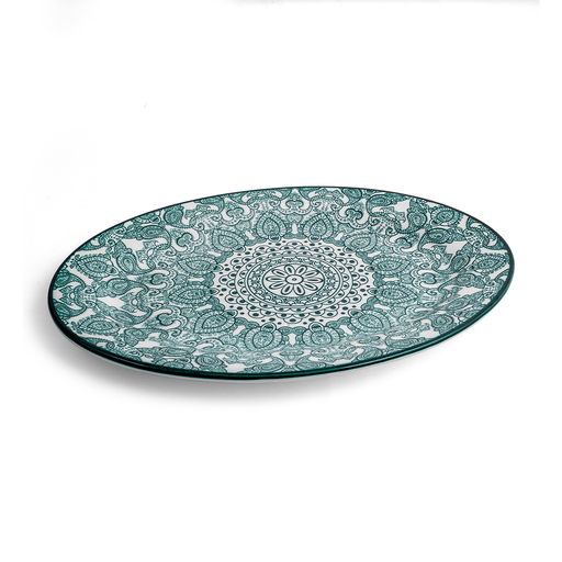 Che Brucia Arabesque Green Oval Plate - Al Makaan Store