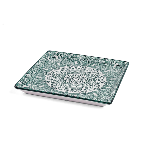 Che Brucia Arabesque Green Square Plate - Al Makaan Store