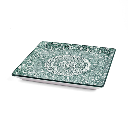 Che Brucia Arabesque Green Square Plate - Al Makaan Store
