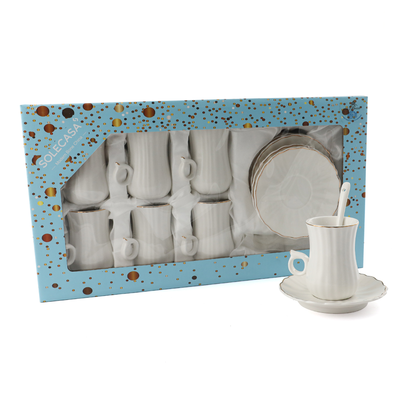 Solecasa 18 Piece Porcelain Estikan & Saucer & Spoon Set 100 ml - Al Makaan Store