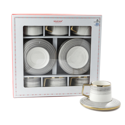 Solecasa 12 Piece Porcelain Coffee Cup & Saucer Set 90 ml - Al Makaan Store