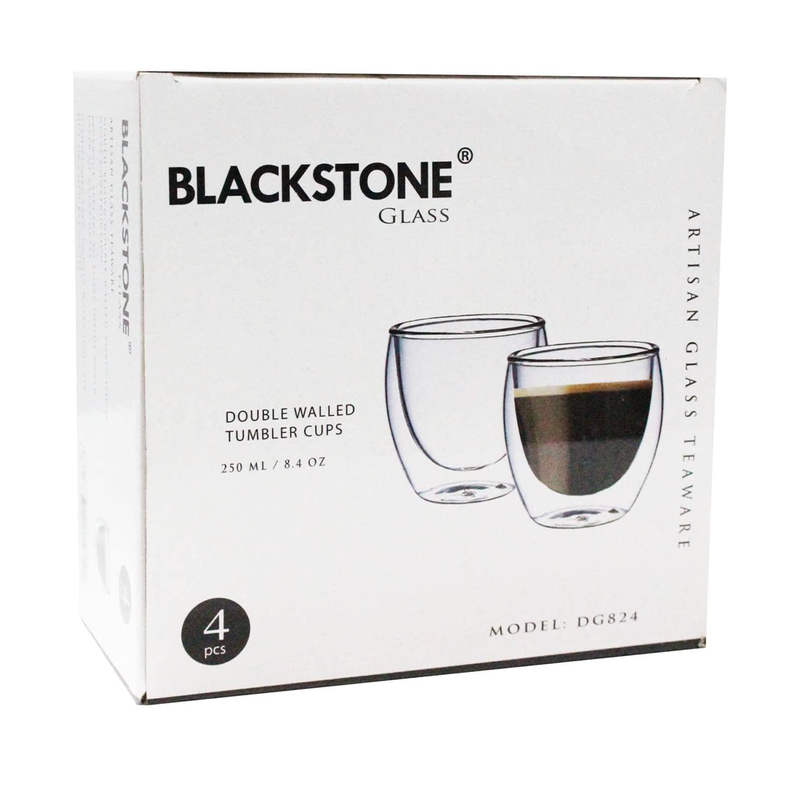 Blackstone Borosilicate Double Wall Glass Tumbler 250 ml 4 Piece Set - Al Makaan Store