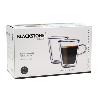 Blackstone Borosilicate Double Wall Glass Tumbler 150 ml 2 Piece Set - Al Makaan Store