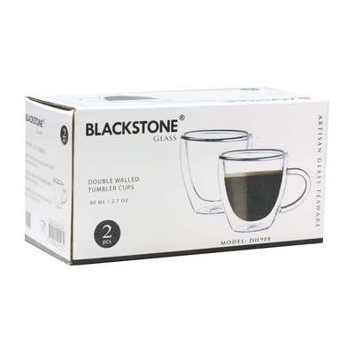 Blackstone Borosilicate Double Wall Glass Tumbler 80 ml 2 Piece Set - Al Makaan Store