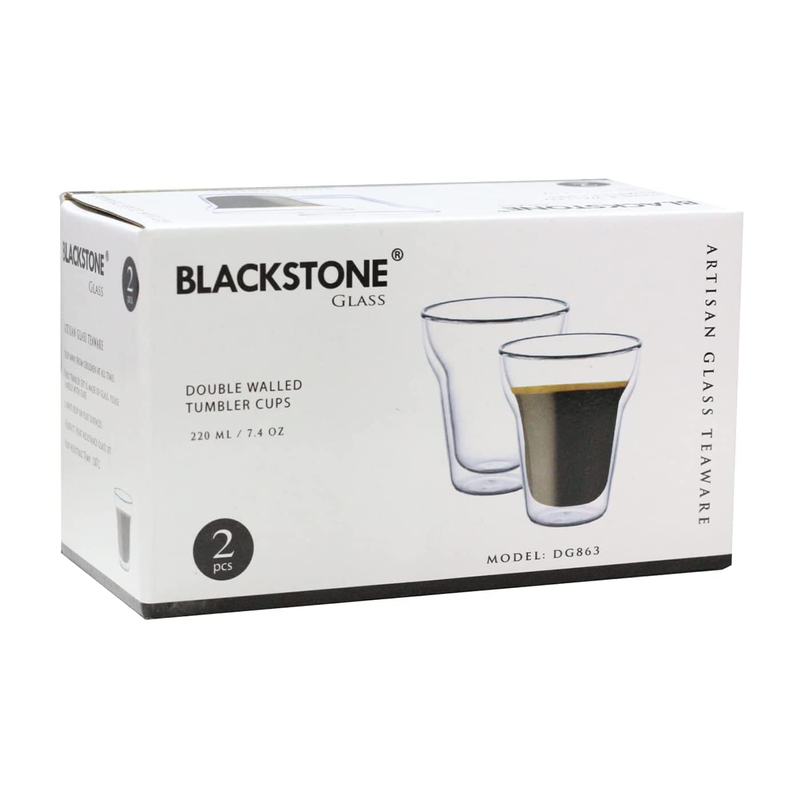 Blackstone Borosilicate Double Wall Glass Tumbler 220 ml 2 Piece Set - Al Makaan Store